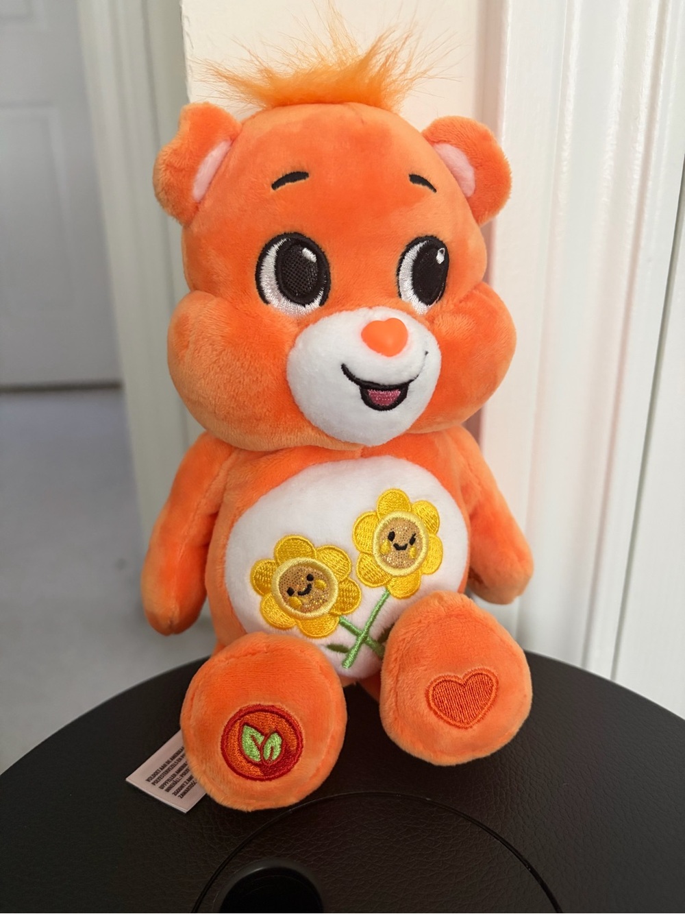 Orange Plush Bear Toy with Smiling Flower Embroidery - Kids Plush